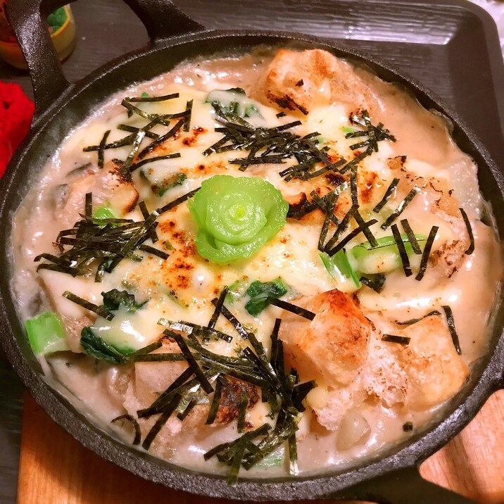 お芋とお餅のとろっとろ蕎麦粉グラタン